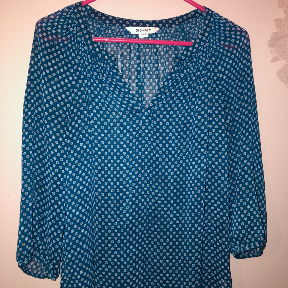 sheer blue long sleeve top!